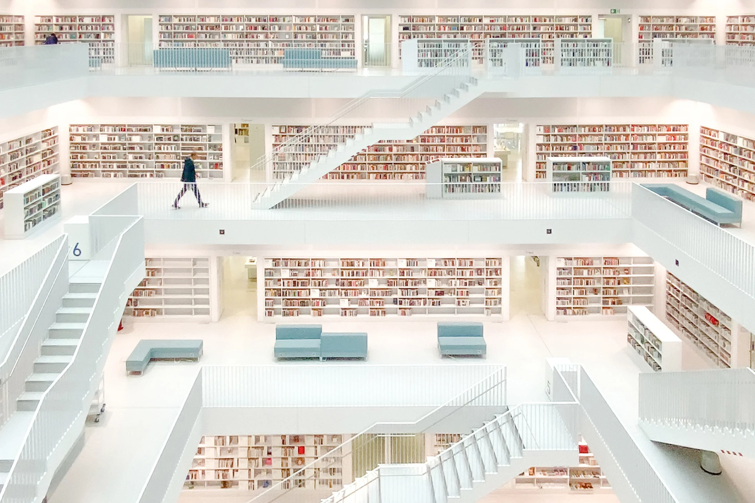 Modern architecture with lounge seating, Stuttgart, Germany