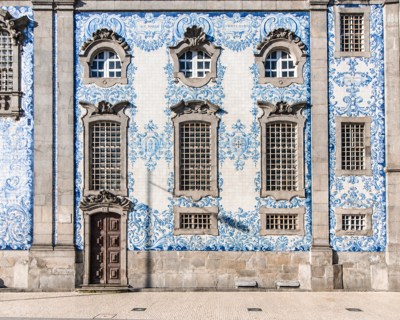 Colorful tiled building facade, Porto, Portugal
