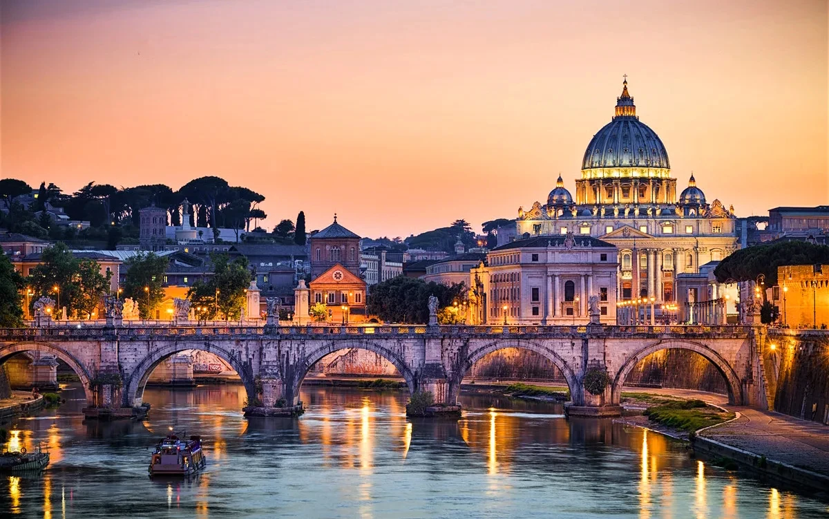 City skyline at golden hour, Italy