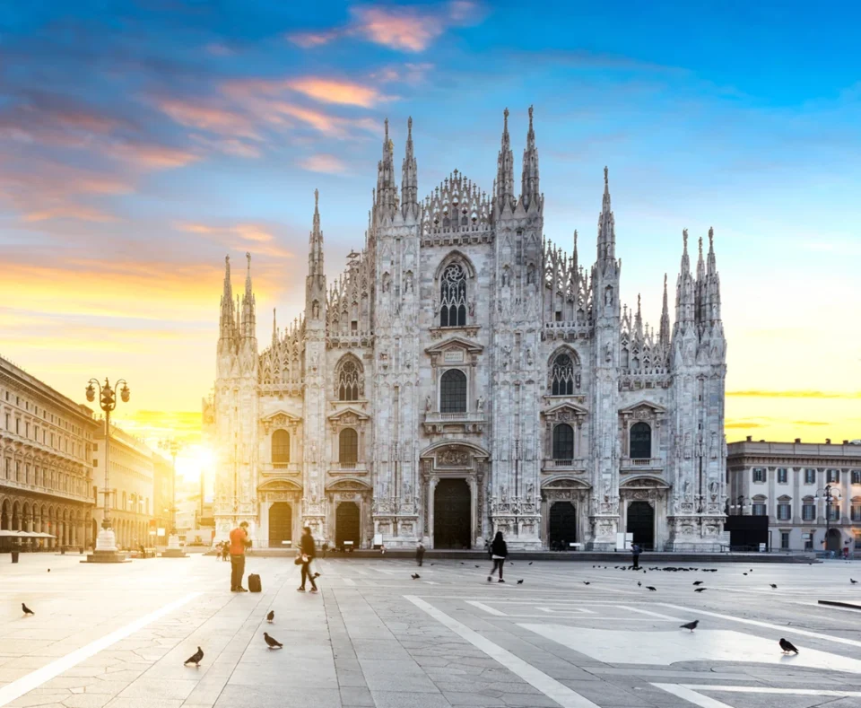 Milan Cathedral (Duomo di Milano) at sunset, Italy