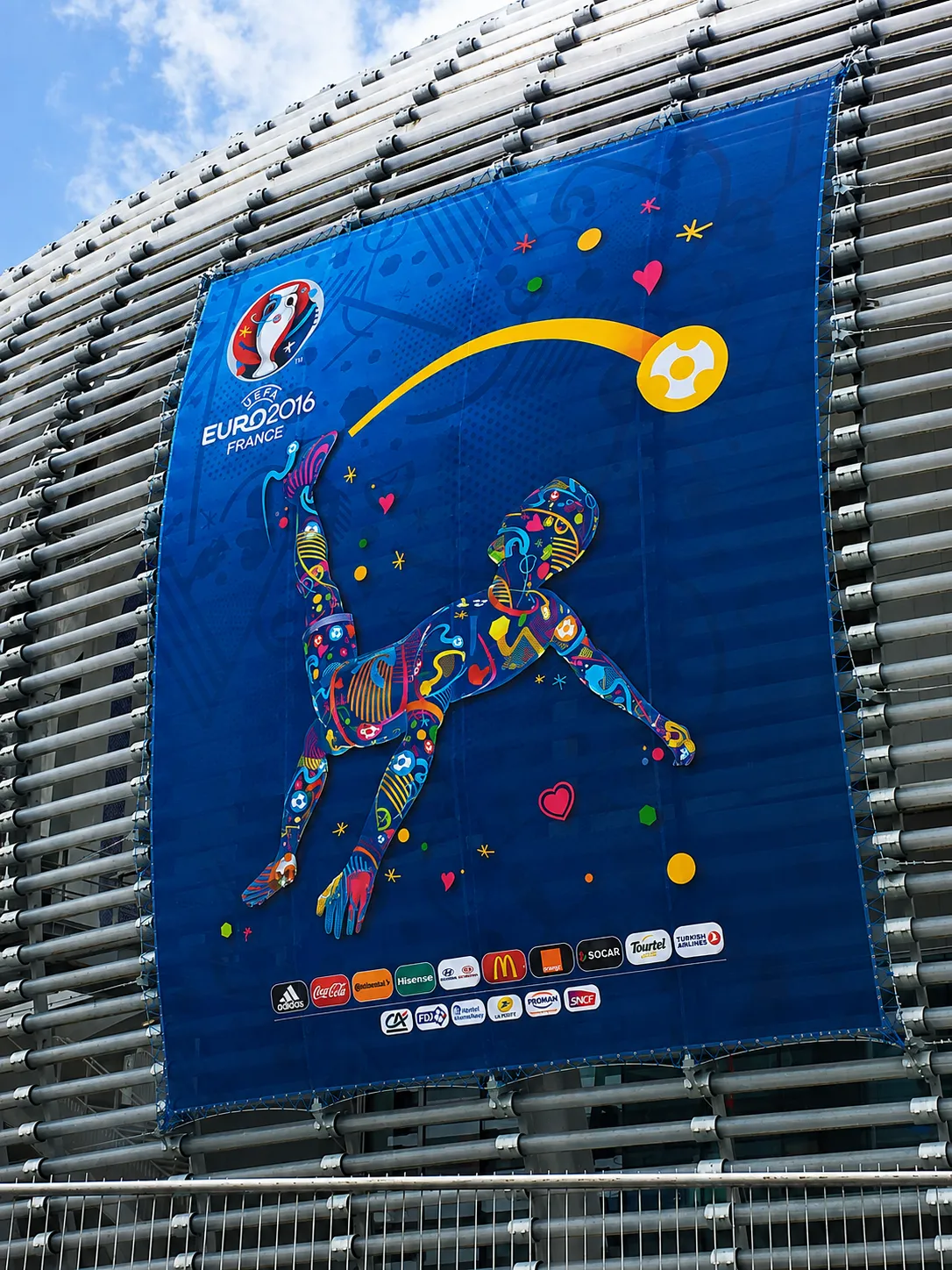 Abstract blue paint splash design for a UEFA France campaign